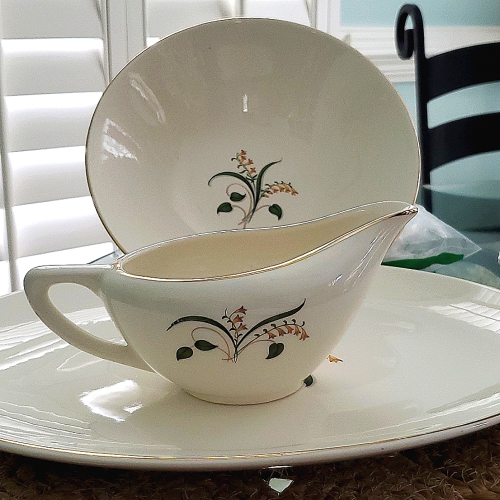 Vintage Forsythia By Knowles Set of 3 Edwin Knowles Gravy Boat Platter Bowl
